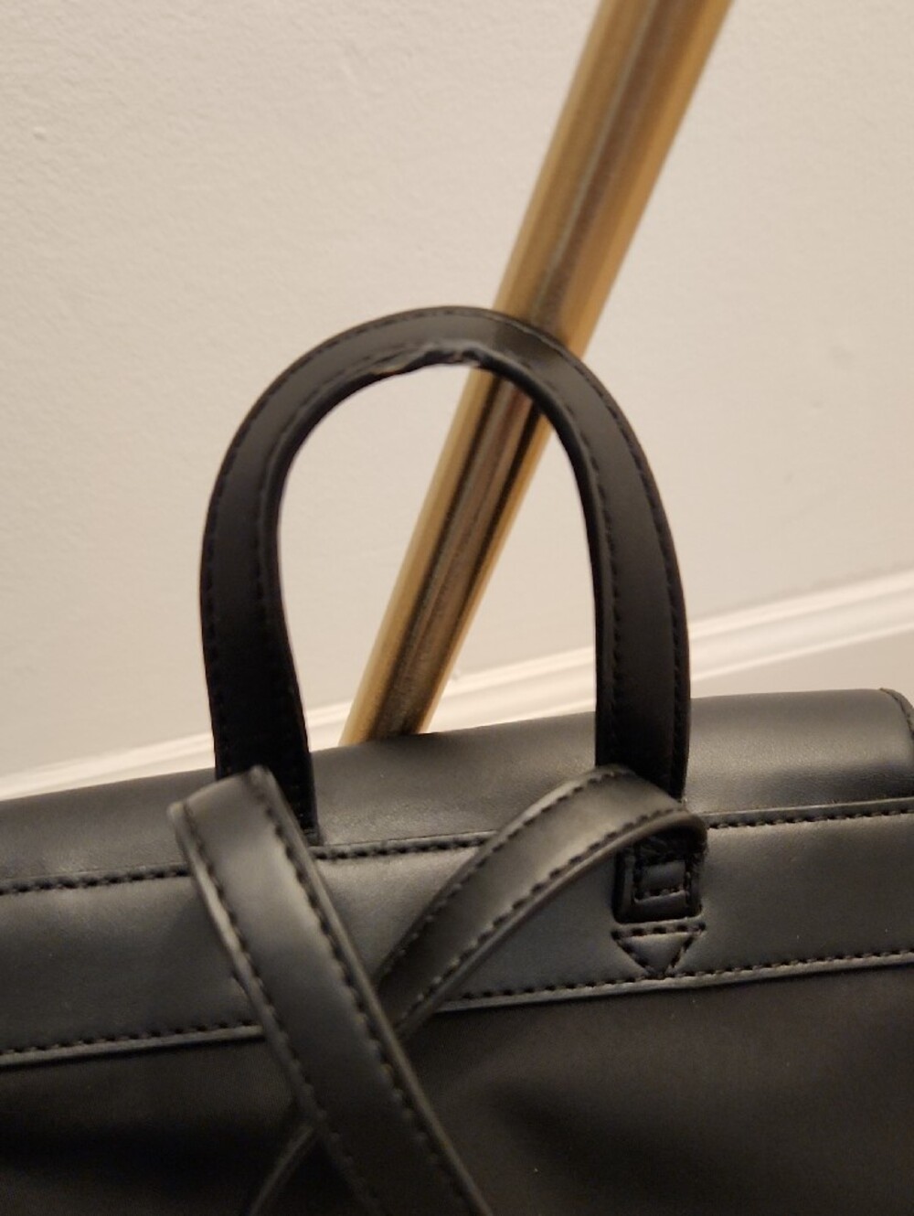 Michael Kors Black Nylon & Leather Drawstring Backpack with Gold Hardware - Picture 2 of 3